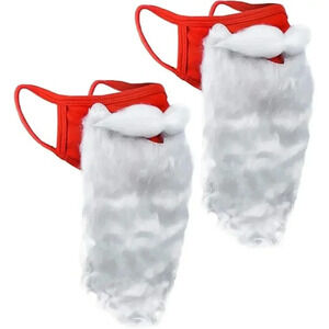 NEW 2022 Christmas Face Mask Funny Bearded Holiday Santa Custome 2-Pack Adults